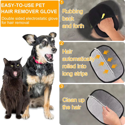 1/2/3/4Pcs Pet Hair Remover Mitt Pet Hair Remover Gloves Deshedding Brush Glove for Dog Cat Rabbit with Long/Short/Curly Hair