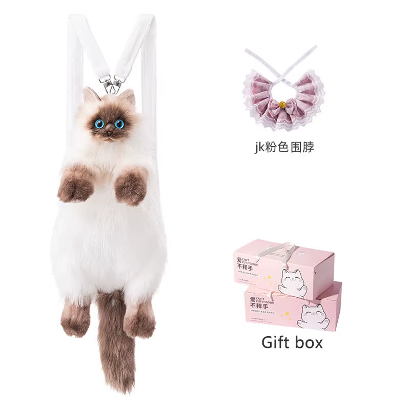  Backpack Simulation Siamese Cat Bag Backpack Girls Backpack Doll Plush Friend Girlfriend Surprise Warm Winter Gift